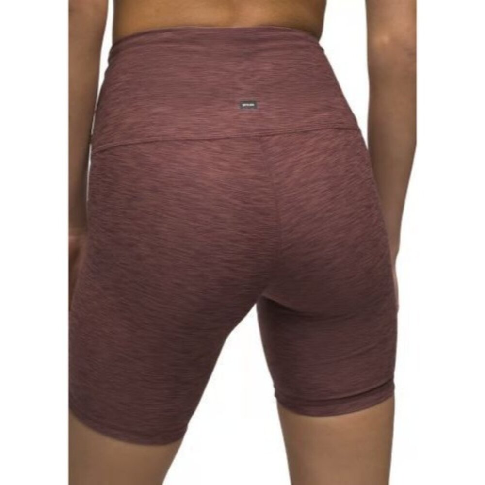 prAna Kimble Short Flannel‎ Heather Womens Medium Yoga Athleisure Bike High Rise